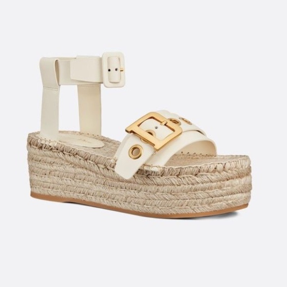 Dior D-Dior Leather Wedge Sandal 42/12